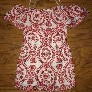 Off the shoulder embroidered romper